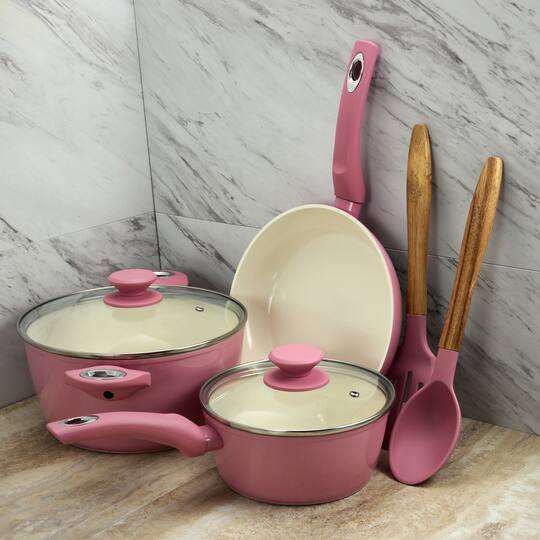 Gibson Home® Plaza Café 7-Piece Lavender Aluminum Nonstick Cookware Set